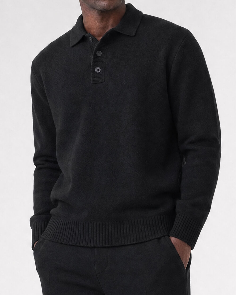 Knit Button Up Jumper - Black