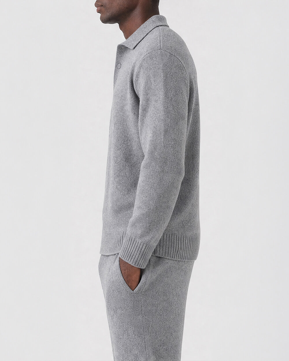 Knit Button Up Jumper - Gray