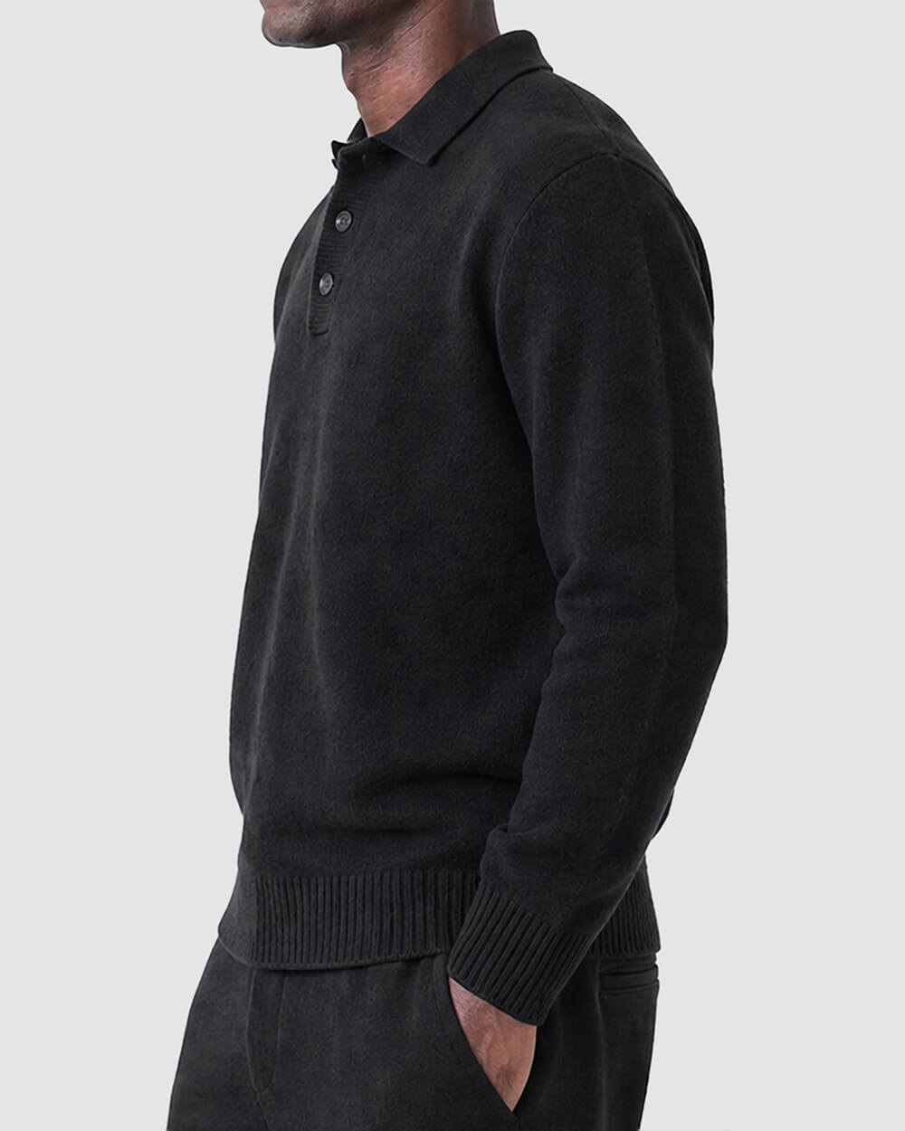 Knit Button Up Jumper - Black