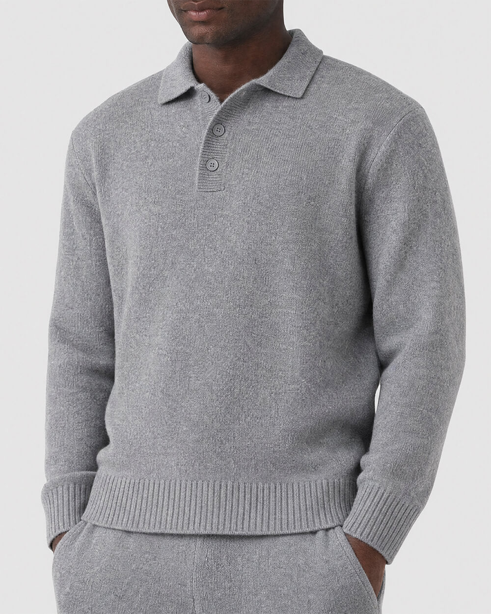 Knit Button Up Jumper - Gray